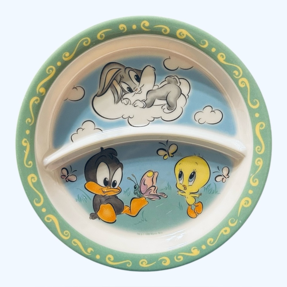 Vintage 98 Zak Designs Kids Divided Plate Bugs Sylvester Tweetie Dish Warner Bro